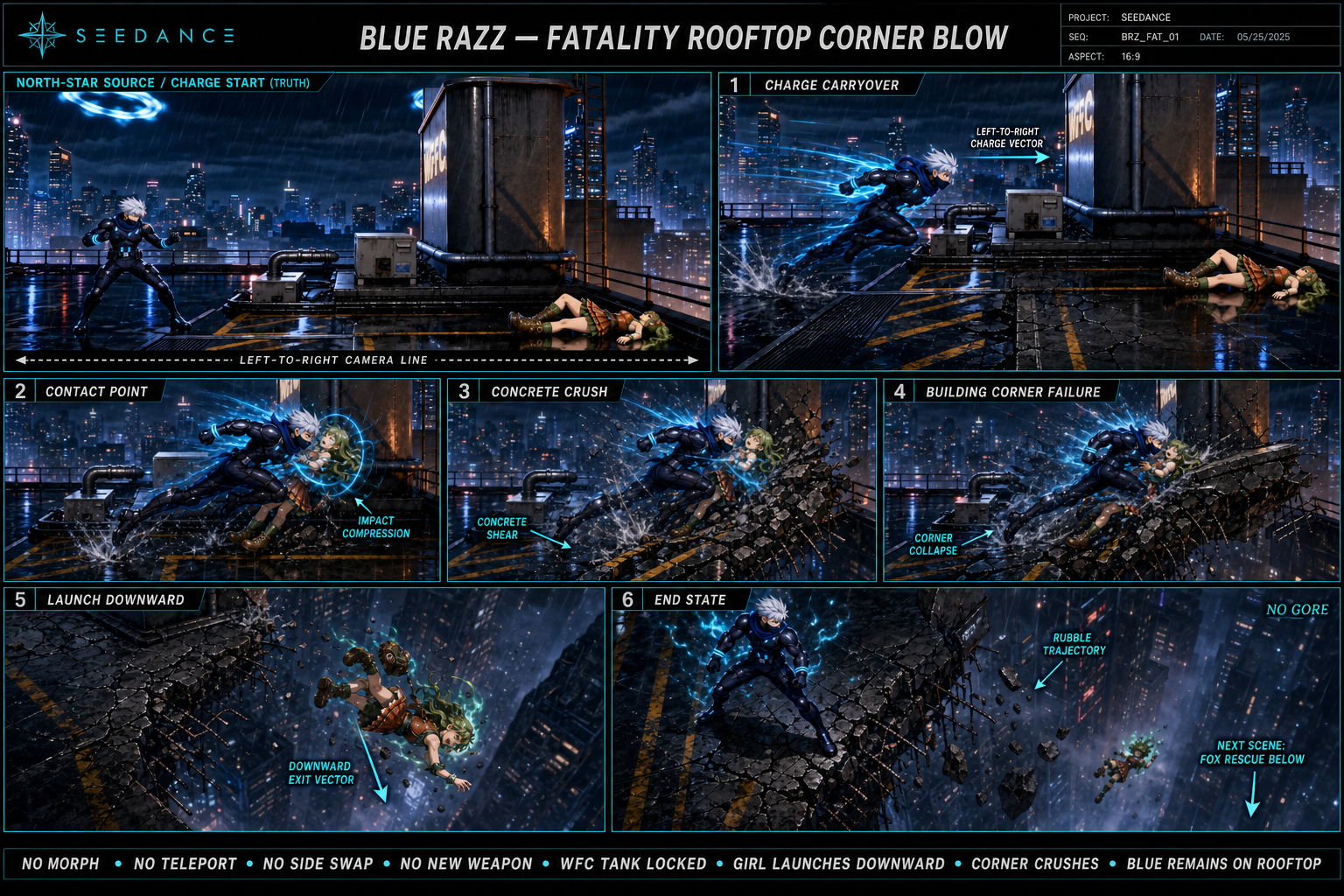Fatality rooftop corner blow storyboard