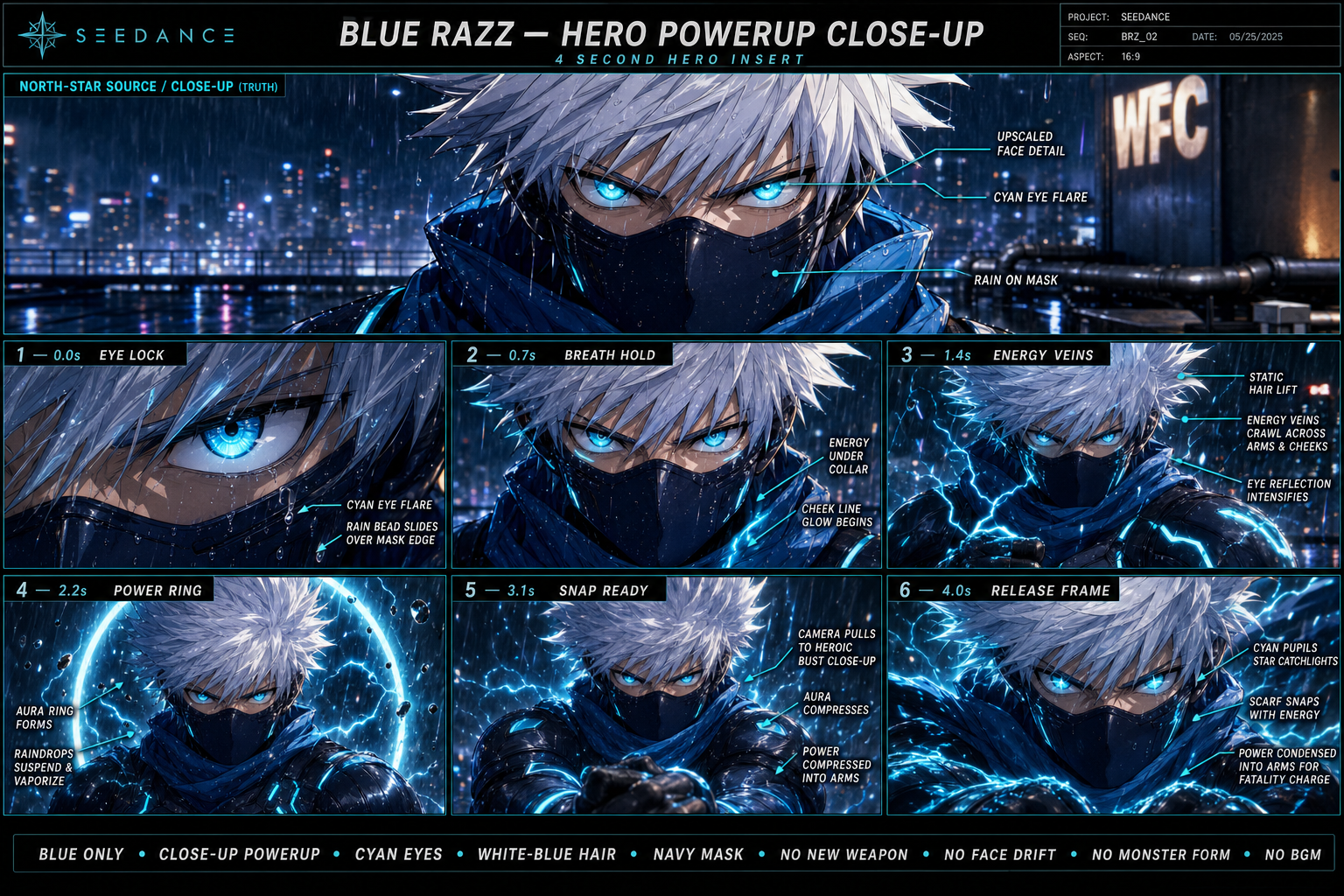 Hero powerup close-up storyboard